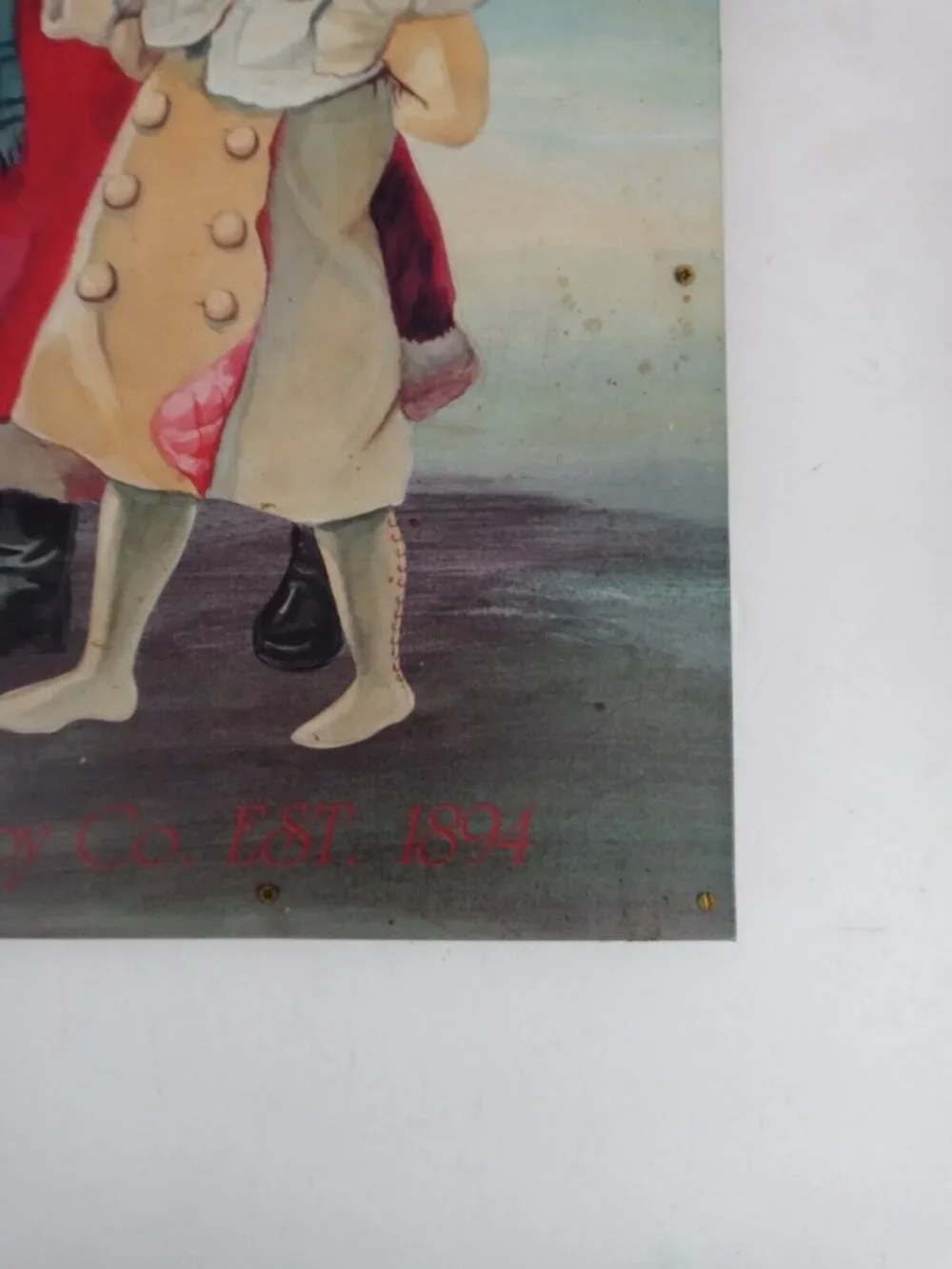 Vintage Tin Christmas Sign St. Nicholas Toy Co 1894 Santa Victorian Reproduction